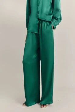 Sylvia Satin Trouser Green -Top Sell Dress Sales Store P07G010 J30 29739 650px 964px