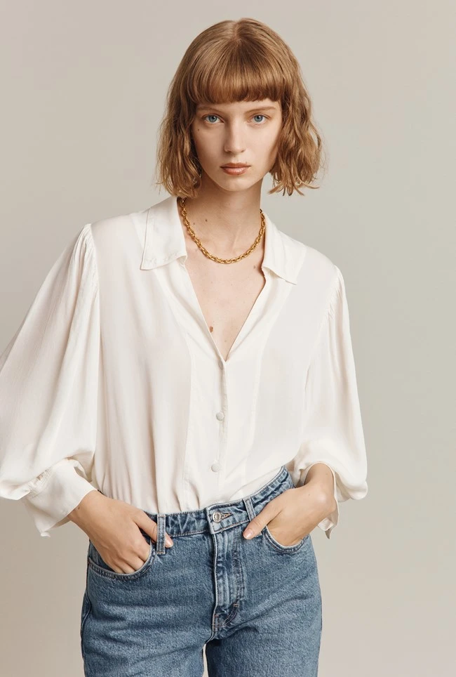 Ayla Crepe Blouse Ivory 3 Ayla Crepe Blouse Ivory - Image 3