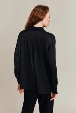 Ellie Satin Shirt Black -Top Sell Dress Sales Store Q06G007A A01 26656 650px 964px