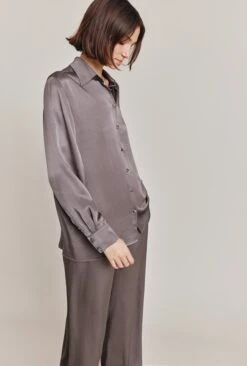 Ellie Satin Shirt Grey