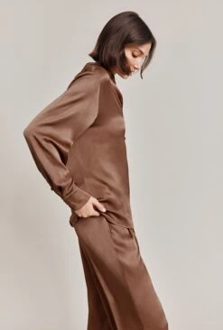 Ellie Satin Shirt Acorn -Top Sell Dress Sales Store Q06G007A D32 28571 650px 964px