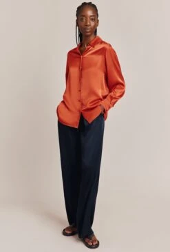 Ellie Satin Shirt Marmalade Orange 6 Ellie Satin Shirt Marmalade Orange -Top Sell Dress Sales Store Q06G007A F09 26899 650px 964px