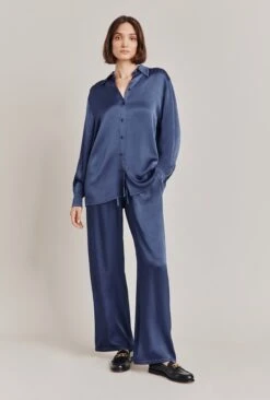 Ellie Satin Shirt Dark Blue -Top Sell Dress Sales Store Q06G007A K74 28577 650px 964px
