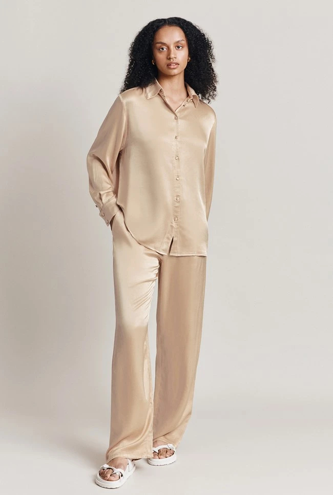 Ellie Satin Shirt Stone 4 Ellie Satin Shirt Stone - Image 4