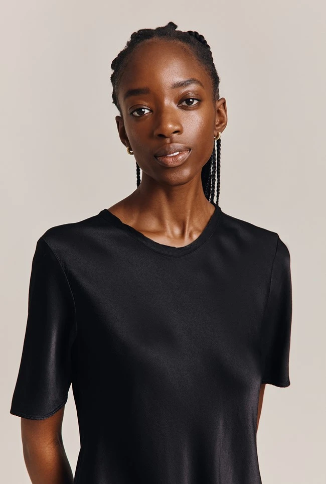 Ivy Satin Top Black 2 Ivy Satin Top Black - Image 2