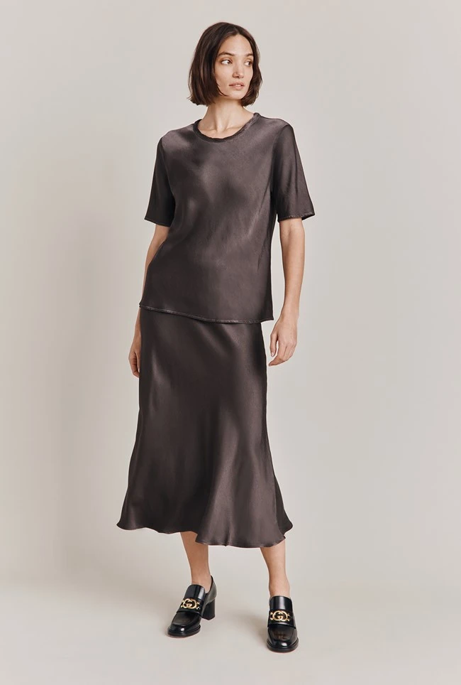 Ivy Satin Top Dark Charcoal 2 Ivy Satin Top Dark Charcoal - Image 2