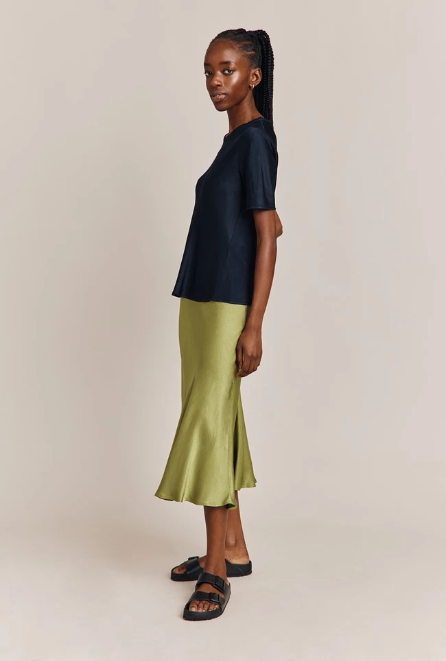 Ivy Satin Top Navy 4 Ivy Satin Top Navy - Image 4