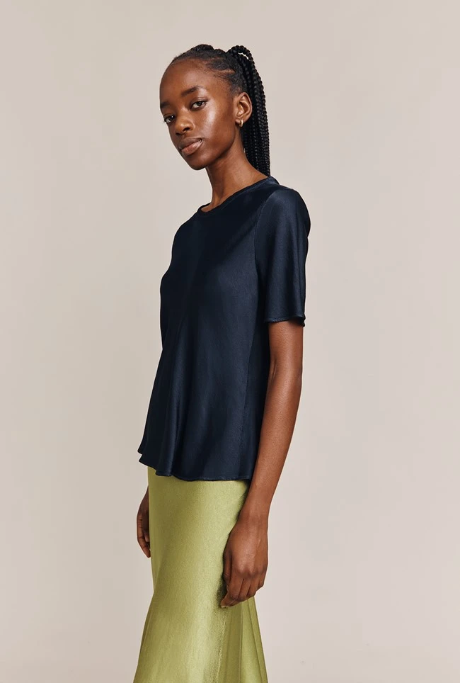 Ivy Satin Top Navy 1 Ivy Satin Top Navy