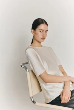 Ivy Satin Top Ivory -Top Sell Dress Sales Store Q06G008A M12 27005 650px 964px