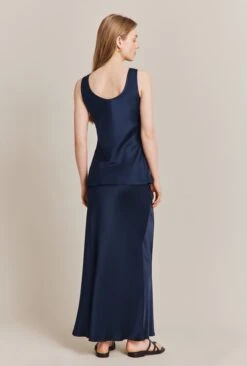 Margot Satin Top Navy -Top Sell Dress Sales Store Q06G015 K10 27639 650px 964px