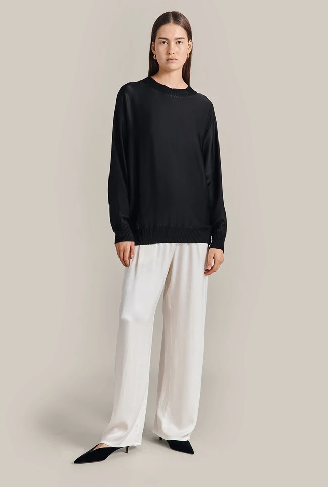 Grace Satin Sweatshirt Black 2 Grace Satin Sweatshirt Black - Image 2