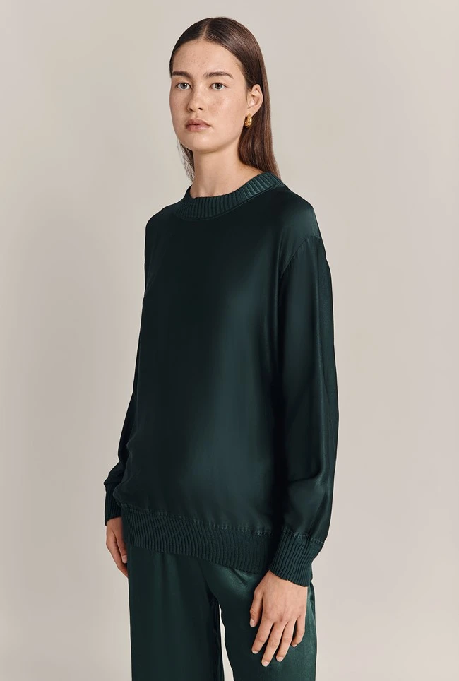 Grace Satin Sweatshirt Cedar 2 Grace Satin Sweatshirt Cedar - Image 2