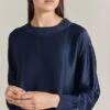 Grace Satin Sweatshirt Dark Midnight