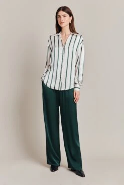 Amy Satin Long Sleeve Shirt Green Stripe 8 Amy Satin Long Sleeve Shirt Green Stripe -Top Sell Dress Sales Store Q07G009 Z80 28830 650px 964px