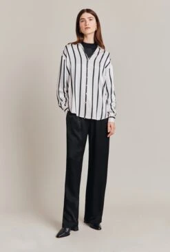 Amy Satin Long Sleeve Shirt Black Stripe 8 Amy Satin Long Sleeve Shirt Black Stripe -Top Sell Dress Sales Store Q07G009 Z81 28834 650px 964px