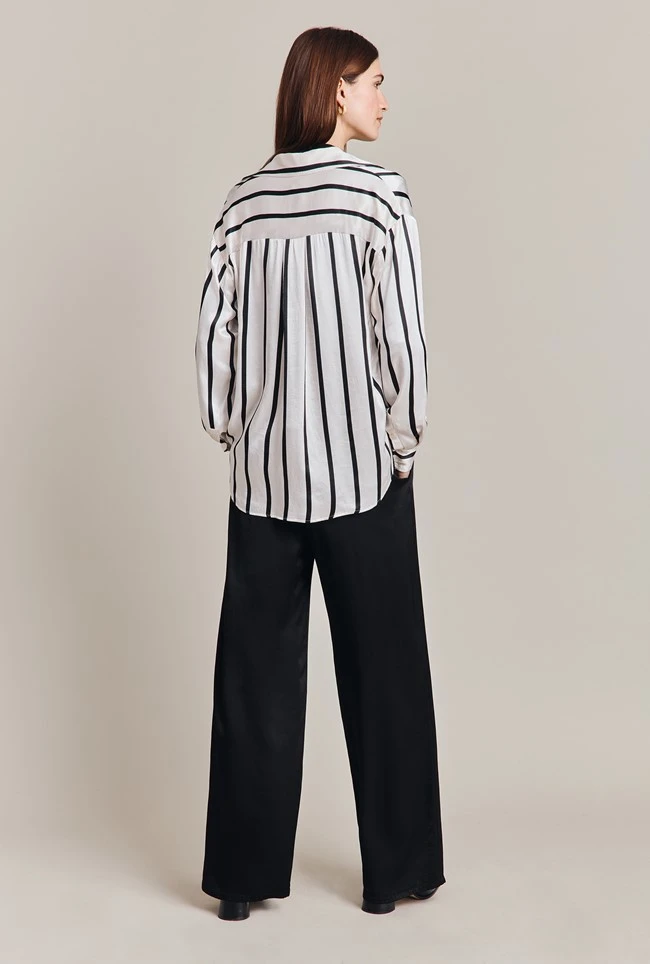 Amy Satin Long Sleeve Shirt Black Stripe 5 Amy Satin Long Sleeve Shirt Black Stripe - Image 5