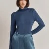 Fern Roll Neck Top Navy
