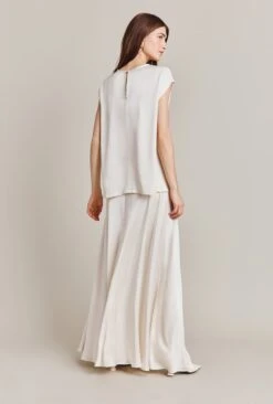 Melody Satin Short Sleeve Top Ivory -Top Sell Dress Sales Store Q07G019 M12 28877 650px 964px