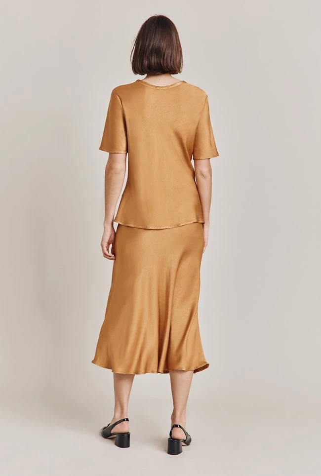 Luna Satin Slip Skirt Tobacco Brown 4 Luna Satin Slip Skirt Tobacco Brown - Image 4