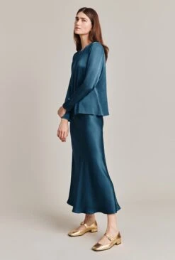 Luna Satin Slip Skirt Dark Denim 6 Luna Satin Slip Skirt Dark Denim -Top Sell Dress Sales Store S05G002A K04 28654 650px 964px