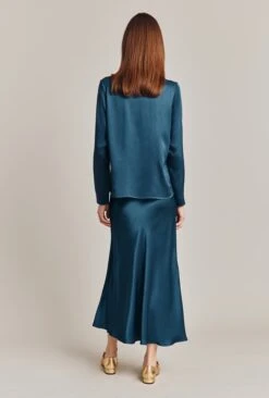 Luna Satin Slip Skirt Dark Denim 7 Luna Satin Slip Skirt Dark Denim -Top Sell Dress Sales Store S05G002A K04 28656 650px 964px