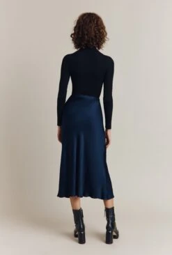 Luna Satin Slip Skirt Navy -Top Sell Dress Sales Store S05G002A K10 26331 650px 964px