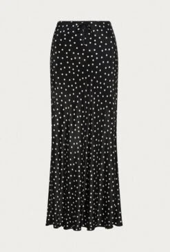 Emma Satin Slip Midi Skirt Black Spot -Top Sell Dress Sales Store S06G002 Z14 26476 650px 964px