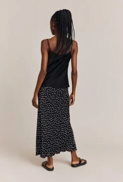 Emma Satin Slip Midi Skirt Black Spot -Top Sell Dress Sales Store S06G002 Z14 26993 650px 964px
