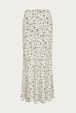 Emma Satin Slip Midi Skirt Cream Spot -Top Sell Dress Sales Store S06G002 Z15 26473 650px 964px