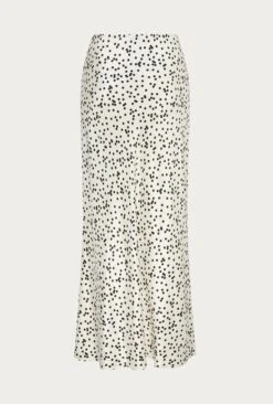 Emma Satin Slip Midi Skirt Cream Spot -Top Sell Dress Sales Store S06G002 Z15 26474 650px 964px