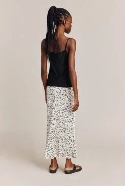 Emma Satin Slip Midi Skirt Cream Spot -Top Sell Dress Sales Store S06G002 Z15 26997 650px 964px