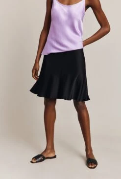 Arella Satin Slip Skirt Black -Top Sell Dress Sales Store S06G003 A01 26744 650px 964px