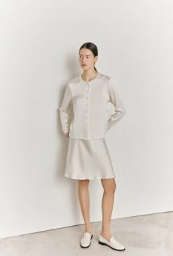 Arella Satin Slip Skirt Ivory -Top Sell Dress Sales Store S06G003 M12 27108 650px 964px