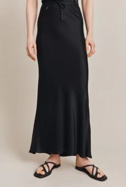 Emma Satin Midi Skirt Black -Top Sell Dress Sales Store S06G004 A01 27810 650px 964px