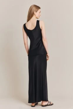 Emma Satin Midi Skirt Black -Top Sell Dress Sales Store S06G004 A01 27812 650px 964px