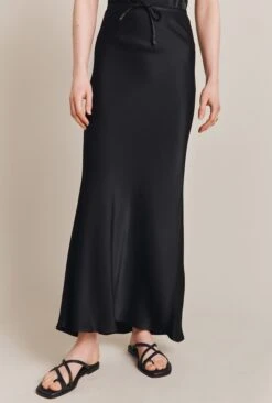Emma Satin Midi Skirt Black -Top Sell Dress Sales Store S06G004 A01 27813 650px 964px
