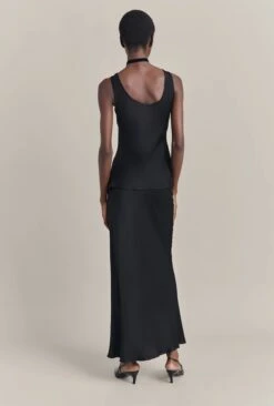 Emma Satin Midi Skirt Black -Top Sell Dress Sales Store S06G004 A01 29873 650px 964px