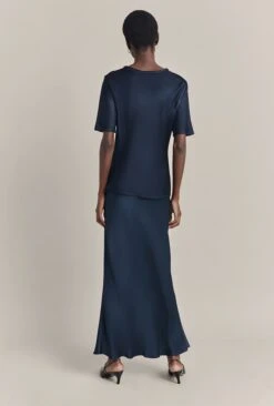Emma Satin Midi Skirt Navy -Top Sell Dress Sales Store S06G004 K10 29876 650px 964px
