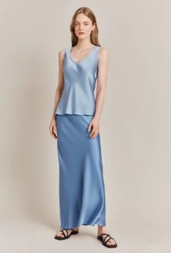 Emma Satin Midi Skirt Cornflower Blue -Top Sell Dress Sales Store S06G004 K92 27842 650px 964px