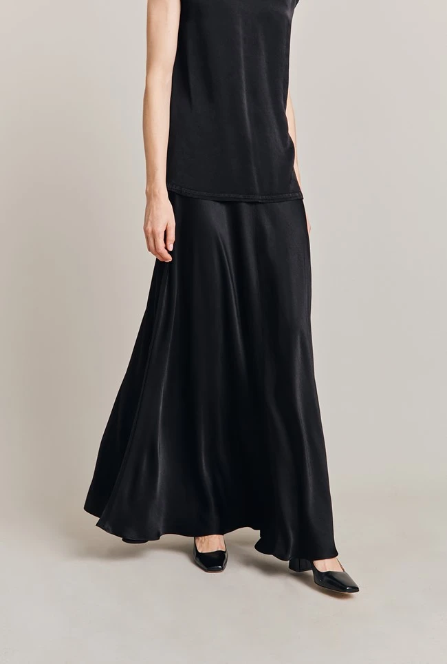 Adrianna Satin Maxi Skirt Black 3 Adrianna Satin Maxi Skirt Black - Image 3