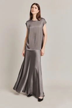 Adrianna Satin Maxi Skirt Grey 9 Adrianna Satin Maxi Skirt Grey -Top Sell Dress Sales Store S06G008 B03 28506 650px 964px