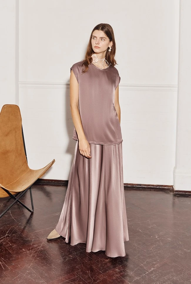 Adrianna Satin Maxi Skirt Grey 1 Adrianna Satin Maxi Skirt Grey