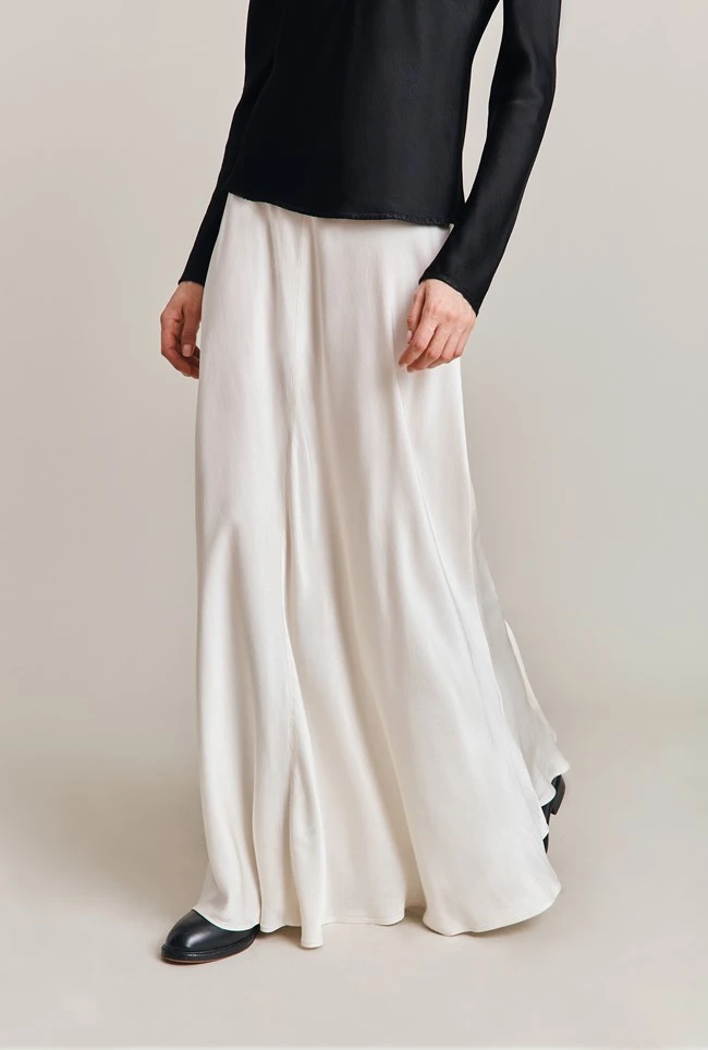 Adrianna Satin Maxi Skirt Ivory 2 Adrianna Satin Maxi Skirt Ivory - Image 2