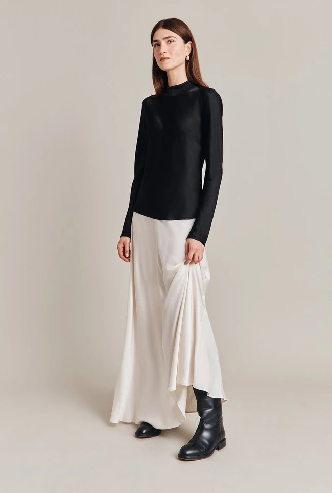 Adrianna Satin Maxi Skirt Ivory 3 Adrianna Satin Maxi Skirt Ivory - Image 3