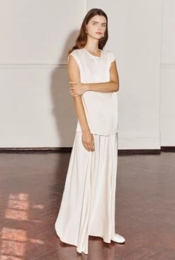 Adrianna Satin Maxi Skirt Ivory