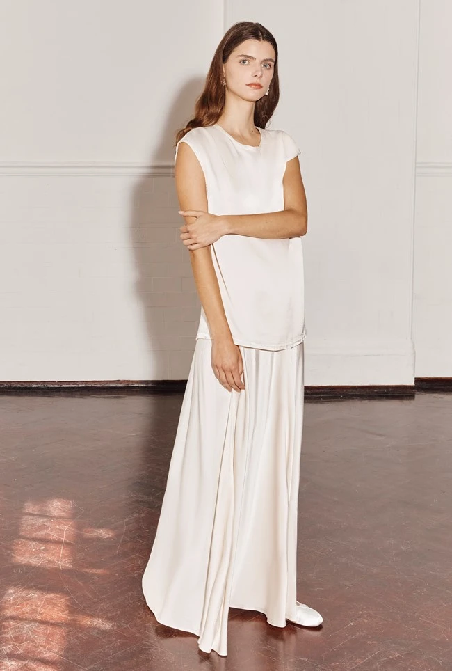 Adrianna Satin Maxi Skirt Ivory 1 Adrianna Satin Maxi Skirt Ivory