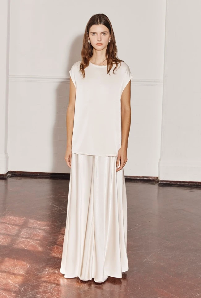 Adrianna Satin Maxi Skirt Ivory 4 Adrianna Satin Maxi Skirt Ivory - Image 4