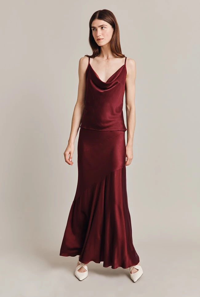 Eileen Satin Midi Skirt Claret 6 Eileen Satin Midi Skirt Claret - Image 6