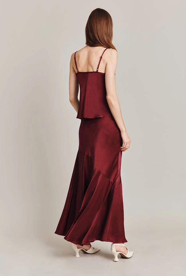 Eileen Satin Midi Skirt Claret 8 Eileen Satin Midi Skirt Claret - Image 8