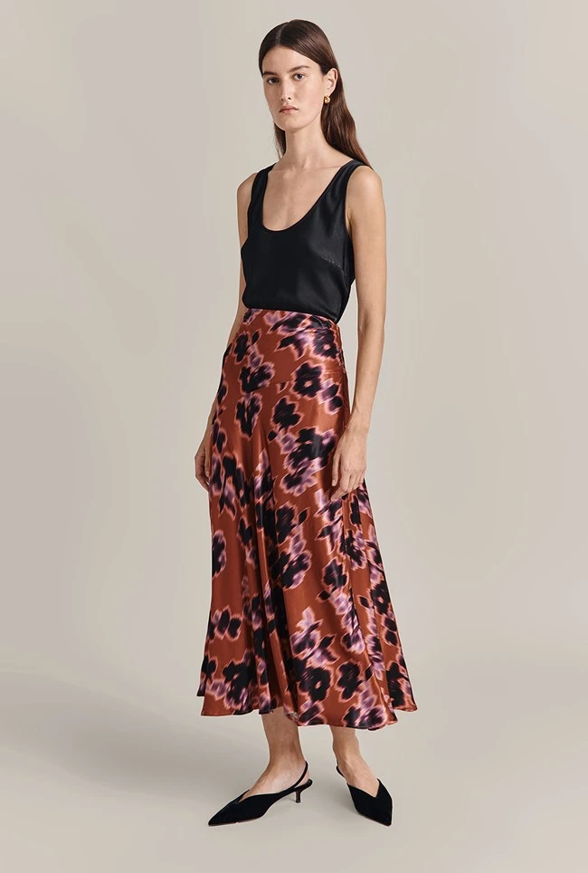 Mariana Midi Skirt Rust Ikat Print 1 Mariana Midi Skirt Rust Ikat Print